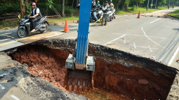 Facing Challenges: Perbaikan jalan amblas di Lenteng Agung tanpa tutup total ruas jalan