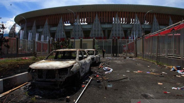 Begini kondisi Stadion Lukas Enembe setelah kericuhan pertandingan sepak bola
