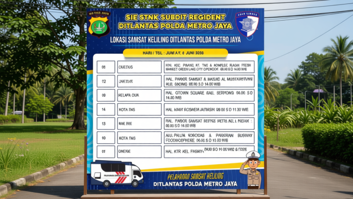 Jumat – Samsat Keliling Ditlantas Polda Metro Jaya ada di 14 wilayah