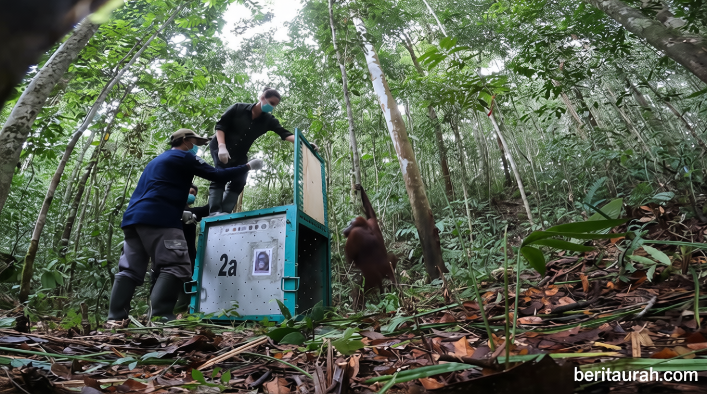 Lima orangutan kembali ke habitat alami di Kalteng