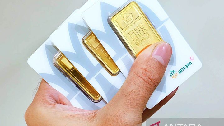 Harga emas Antam pada Senin pagi naik Rp5.000 jadi Rp2,743 juta/gr