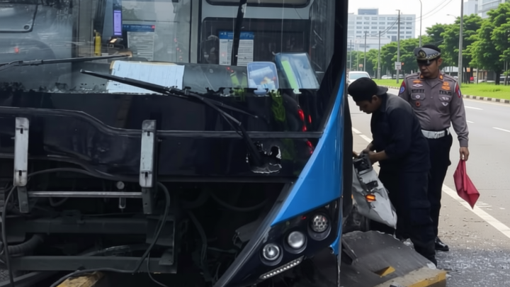 ​Bus Transjakarta tabrak separator di MT Haryono, sopir alami luka