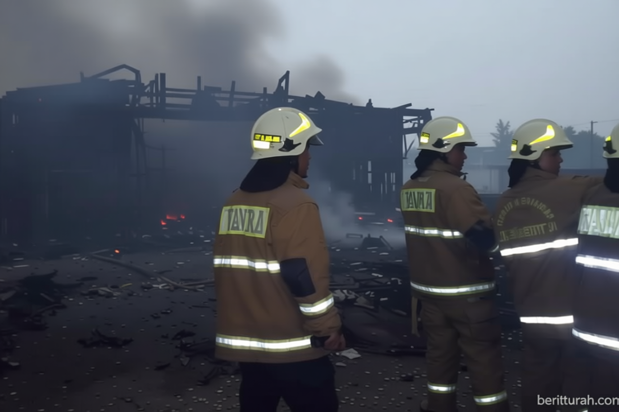 Puluhan personel Gulkarmat Jaktim padamkan kebakaran gudang di Cakung