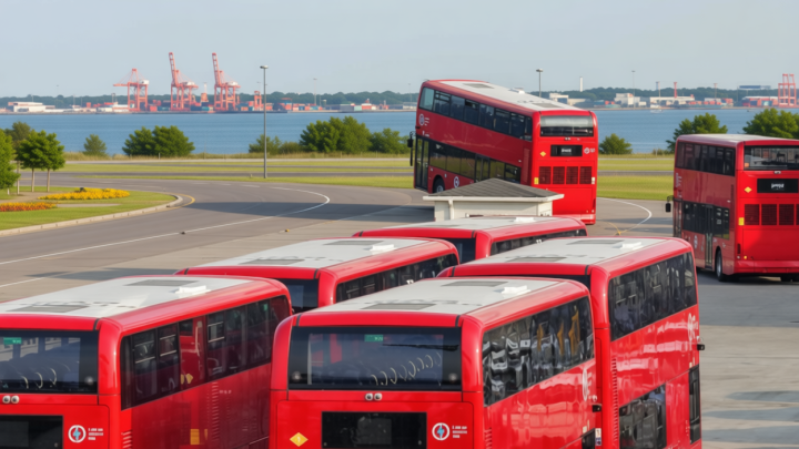 Potret puluhan bus tingkat EV BYD yang diekspor ke Inggris