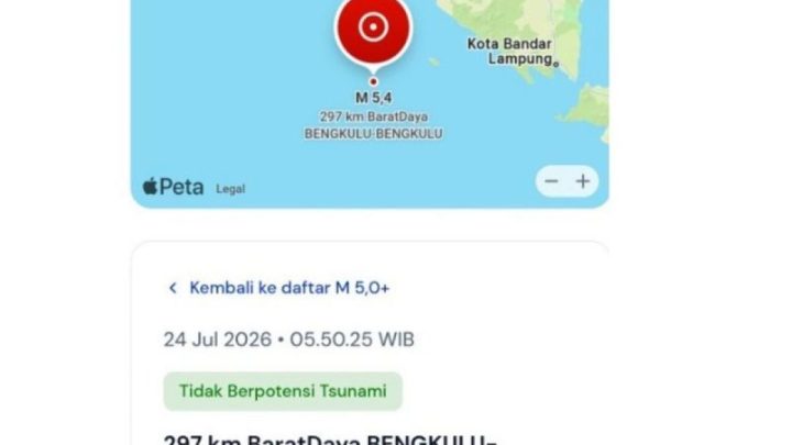 Gempa magnitudo 5,5 guncang Enggano, Bengkulu pada Minggu malam