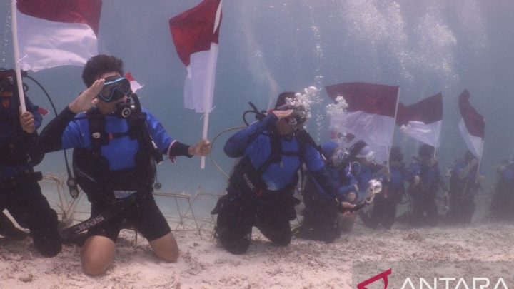 Komunitas penyelam kibarkan Merah Putih di bawah laut Maratua