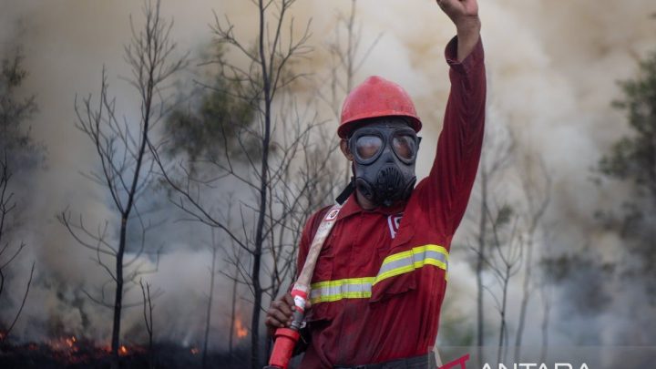 Petugas gabungan padamkan kebakaran lahan di Ogan Ilir